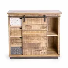 Buffet din lemn și oțel cu ușă și 4 sertare stil industrial - Renza Viadurini