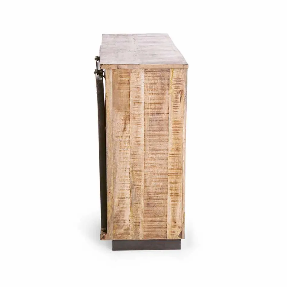 Buffet din lemn și oțel cu ușă și 4 sertare stil industrial - Renza Viadurini