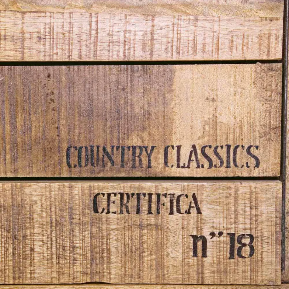 Buffet din lemn și oțel cu ușă și 4 sertare stil industrial - Renza Viadurini