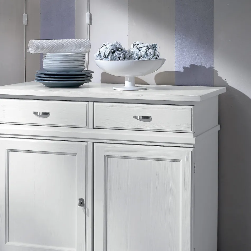 Bufetă din Lemn Lăcuit Alb cu 2 Uși și 2 Sertare Made in Italy - Sogbo Viadurini