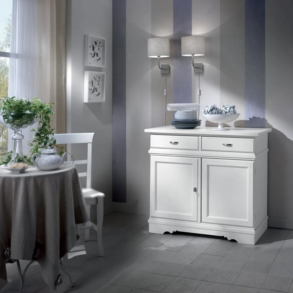 Bufetă din Lemn Lăcuit Alb cu 2 Uși și 2 Sertare Made in Italy - Sogbo Viadurini