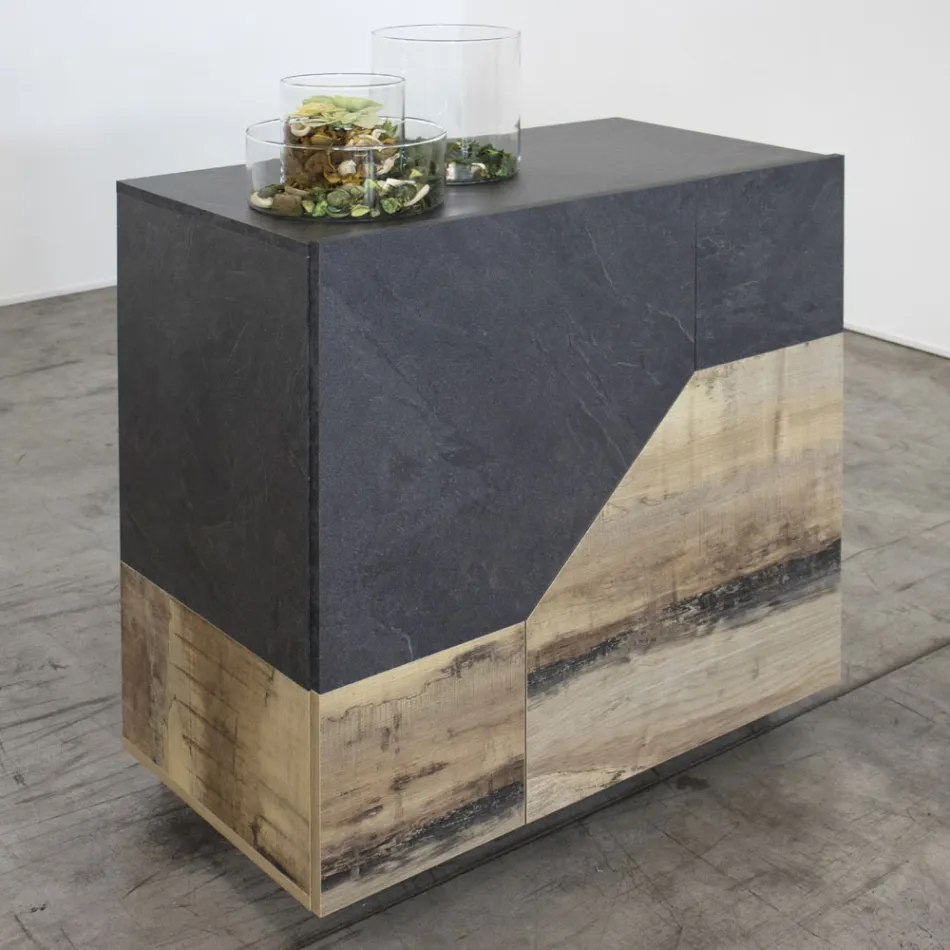 Bufeta din Lemn Melaminat 3 Camere si 2 Rafturi Made in Italy - Alyssa Viadurini