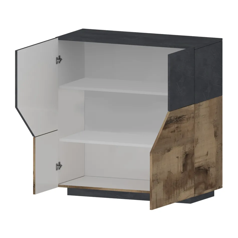 Bufeta din Lemn Melaminat 3 Camere si 2 Polite Made in Italy - Alyssa Viadurini