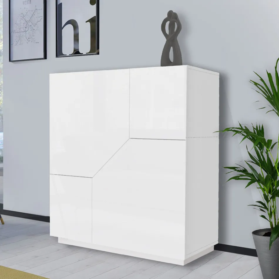 Bufeta din Lemn Melaminat 3 Camere si 2 Rafturi Made in Italy - Alyssa Viadurini