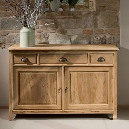 Bufet din lemn masiv de tec cu 2 uși și 3 sertare - Karate Viadurini