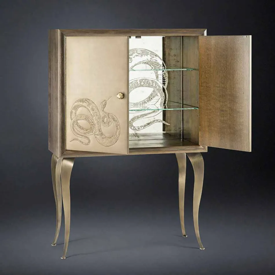 servantă Contemporan cu 2 usi din lemn masiv si Joy din piele anilina Viadurini