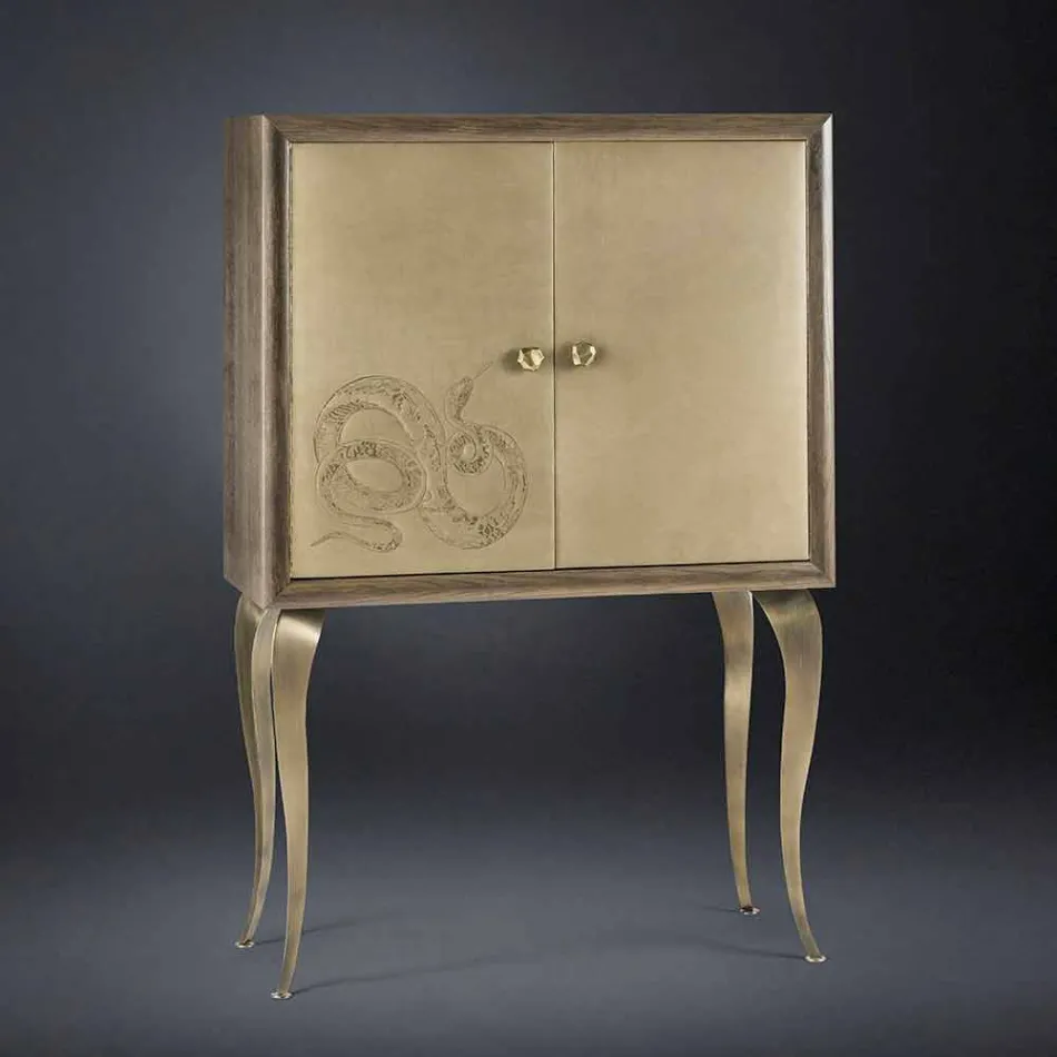 servantă Contemporan cu 2 usi din lemn masiv si Joy din piele anilina Viadurini