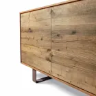 sideboard contemporan cu 3 usi nuc natural, L 215 x W 50 cm, Flora Viadurini