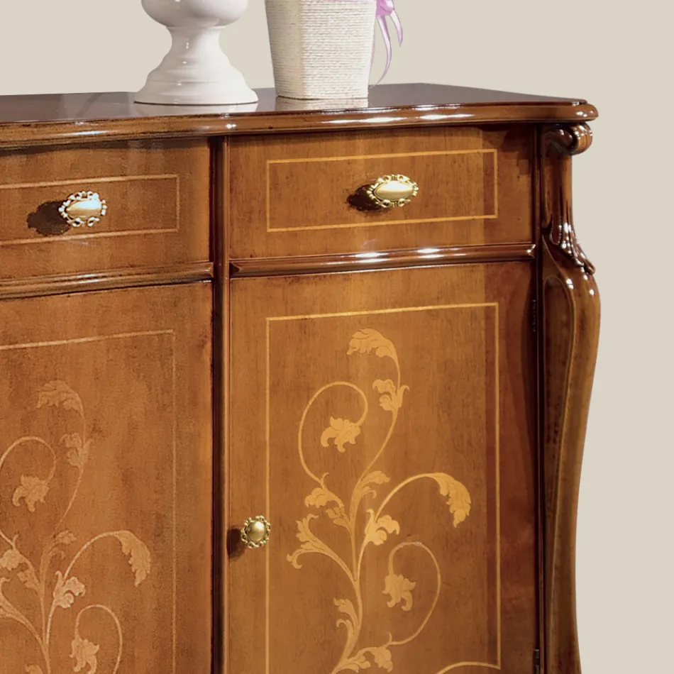 Bufetă de lux pentru sufragerie din lemn clasic Made in Italy - Caligola Viadurini