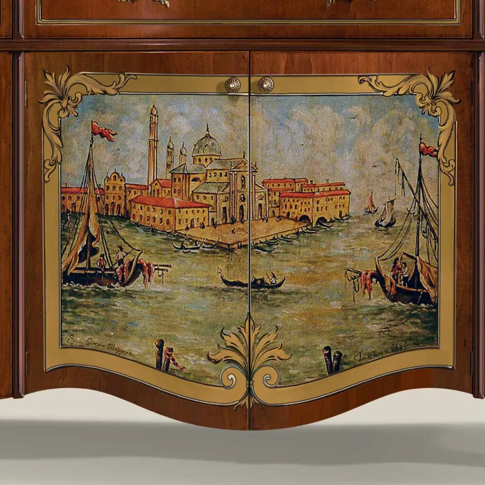 Bufetă de lux pentru sufragerie din lemn clasic Made in Italy - Caligola Viadurini