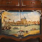 Bufetă pentru living din lemn cu decor venețian Made in Italy - Ottaviano Viadurini