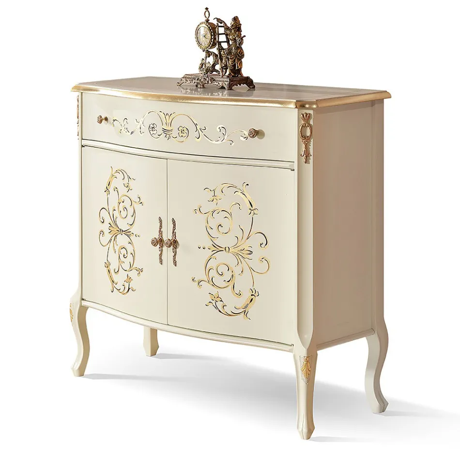 Bufetă pentru living din lemn de nuc sau alb și incrustații Made in Italy - Katerine Viadurini