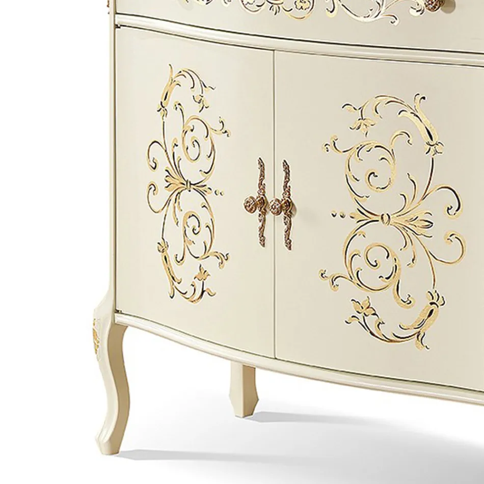 Bufetă pentru living din lemn de nuc sau alb și incrustații Made in Italy - Katerine Viadurini