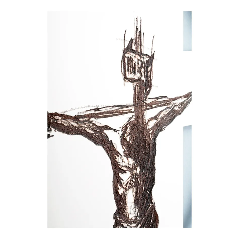 Crucifix alb și gri Realizat cu gravură laser Made in Italy - Egle Viadurini