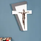 Crucifix alb și gri Realizat cu gravură laser Made in Italy - Egle Viadurini