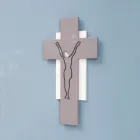 Crucifix alb și gri Realizat cu gravură laser Made in Italy - Nadia Viadurini