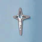 Crucifix Christo alb și gri gravat cu laser Made in Italy - Teresa Viadurini