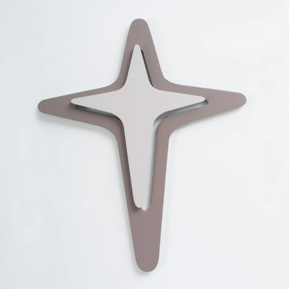 Crucifix în culoarea cacao și pietriș Realizat cu gravură laser Made in Italy - Diana Viadurini