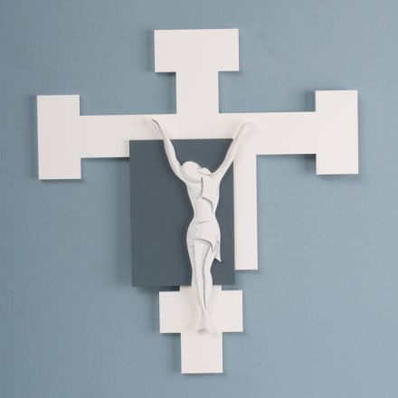 Crucifix realizat cu gravură cu laser albă și pietriș Made in Italy - Evelina Viadurini