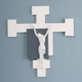 Crucifix realizat cu gravură cu laser albă și pietriș Made in Italy - Evelina