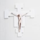 Crucifix alb al Mântuitorului gravat cu laser Made in Italy - Glora Viadurini