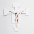Crucifix alb al Mântuitorului gravat cu laser Made in Italy - Glora