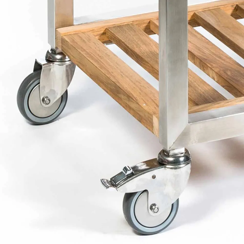 Bucătărie în aer liber din oțel și lemn cu Teppanyaki - Buoncalliope Viadurini