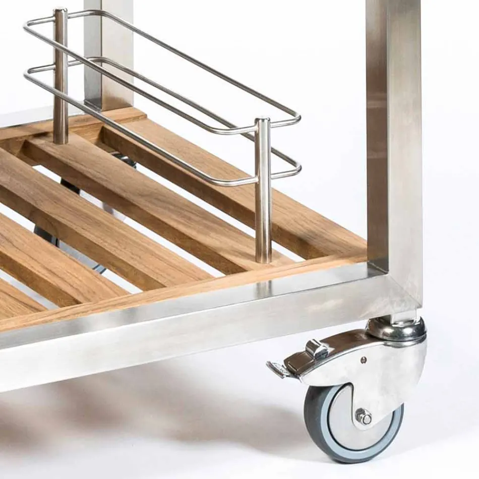 Bucătărie în aer liber din oțel și lemn cu Teppanyaki - Buoncalliope Viadurini