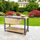 Bucătărie în aer liber 140x65x93 cm din tec solid și aluminiu - Convivial Viadurini