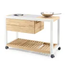 Bucătărie în aer liber 140x65x93 cm din tec solid și aluminiu - Convivial Viadurini