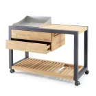 Bucătărie în aer liber 140x65x93 cm din tec solid și aluminiu - Convivial Viadurini