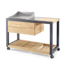 Bucătărie în aer liber 140x65x93 cm din tec solid și aluminiu - Convivial Viadurini