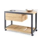 Bucătărie în aer liber 140x65x93 cm din tec solid și aluminiu - Convivial Viadurini