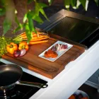 Bucătărie modernă pe roți pentru grădină în aer liber din lemn și oțel - Calliope Viadurini