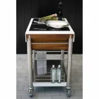 Bucătărie modernă pe roți pentru grădină în aer liber din lemn și oțel - Calliope Viadurini