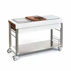 Bucătărie modernă pe roți pentru grădină în aer liber din lemn și oțel - Calliope Viadurini