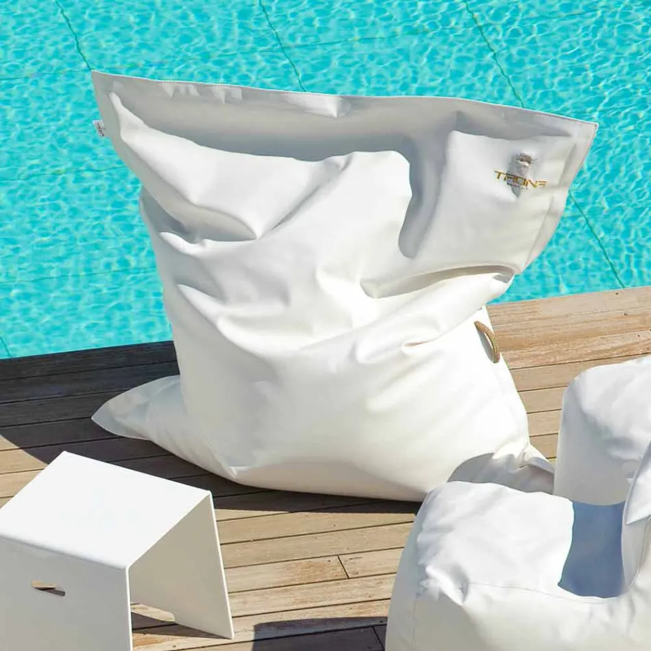 Cloud pernă de relaxare în aer liber din piele faux alb nautice Trona Viadurini