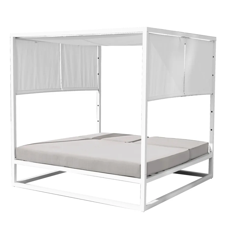 Pat de zi de exterior cu structură înclinabilă din aluminiu alb - Jurica Viadurini