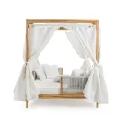 Pat de zi în aer liber din lemn de tec și frânghie - Arjuna Viadurini