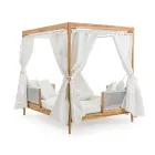 Pat de zi în aer liber din lemn de tec și frânghie - Arjuna Viadurini