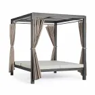 Pat de zi în aer liber, din textilen și aluminiu, cu spătar reclinabil - Anastasia Viadurini