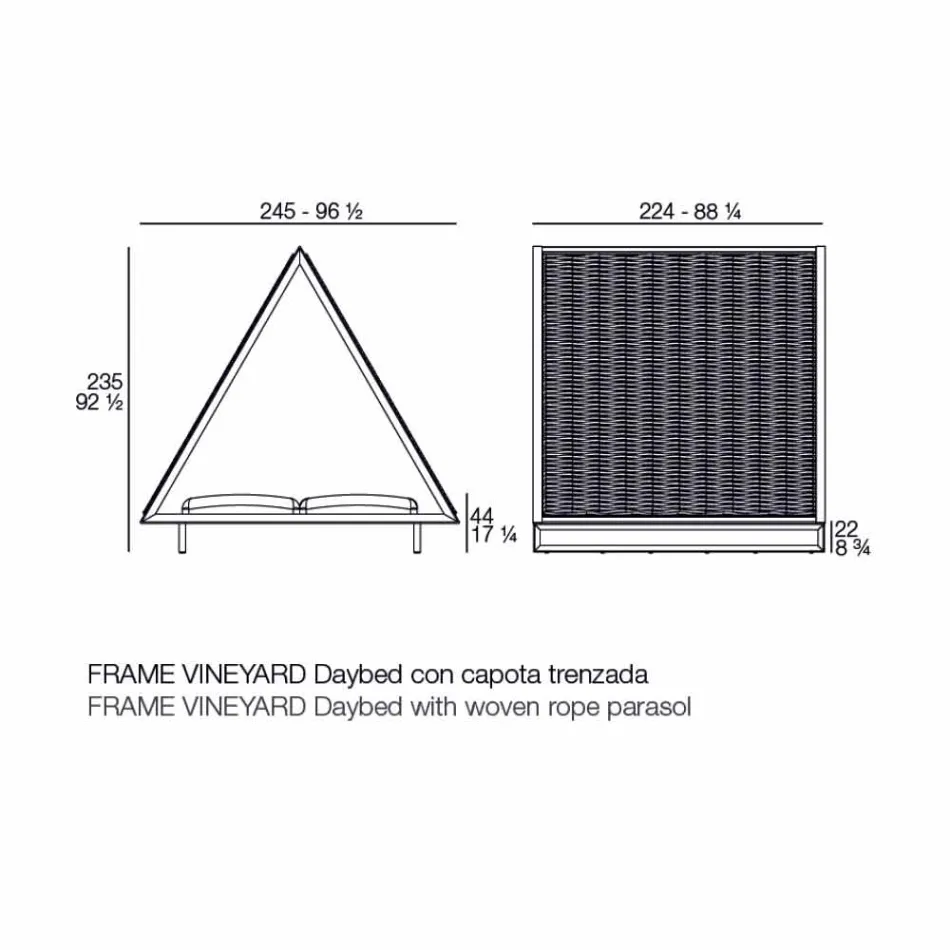 Pat de zi de grădină de lux din aluminiu și țesătură - Frame Vineyard de la Vondom Viadurini