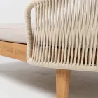 Sofă de grădină din lemn de tec, aluminiu, frânghie și pernă - Jacub Viadurini