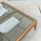 Sofă de grădină din lemn de tec, aluminiu, frânghie și pernă - Jacub Viadurini