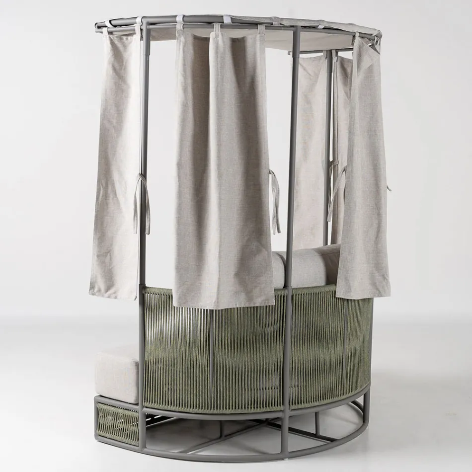 Sofă de grădină din lemn de tec, aluminiu, ROPE+ Frânghie cu perne - Arcangelo Viadurini