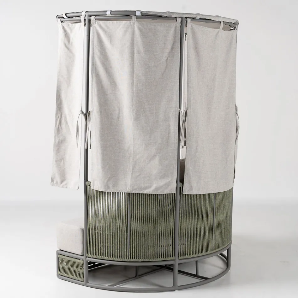 Sofă de grădină din lemn de tec, aluminiu, ROPE+ Frânghie cu perne - Arcangelo Viadurini