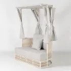 Sofă de grădină din lemn de tec, aluminiu, ROPE+ Frânghie cu perne - Arcangelo Viadurini