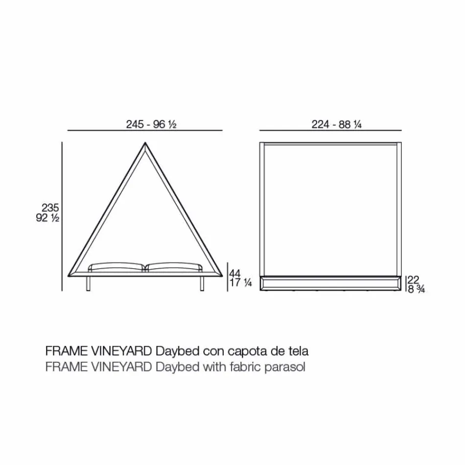 Pat de zi în exterior din țesătură de aluminiu și design de lux - Frame Vineyard de la Vondom Viadurini