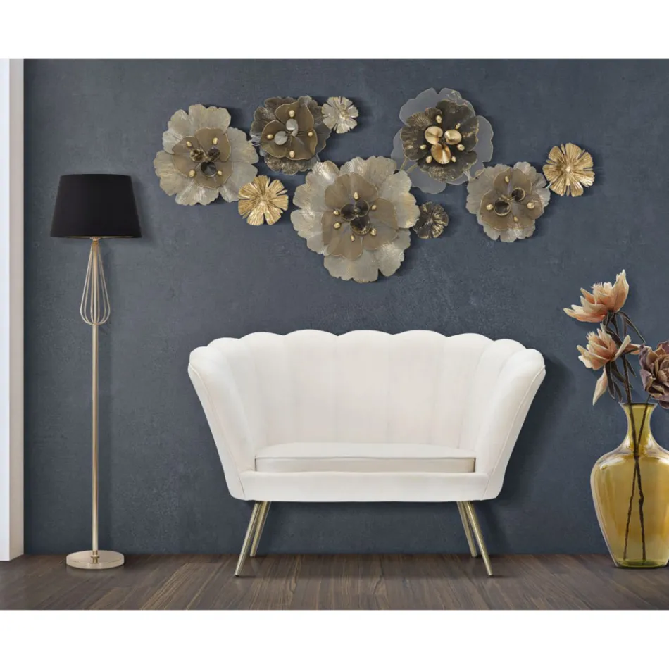 Canapea moderna cu 2 locuri din catifea cu picioare de fier auriu - Annina Viadurini