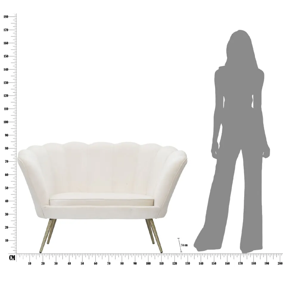 Canapea moderna cu 2 locuri din catifea cu picioare de fier auriu - Annina Viadurini